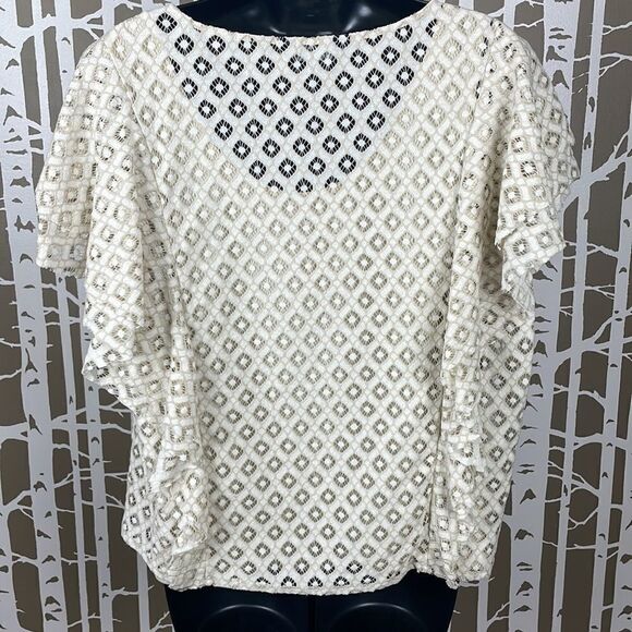 Boho Crochet Lace Ruffled Sleeve & Side Top sz 1X - Picture 8 of 9